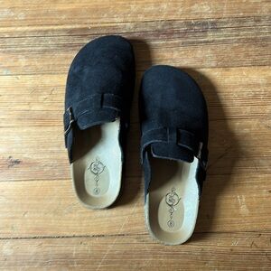 Black Suede Mules